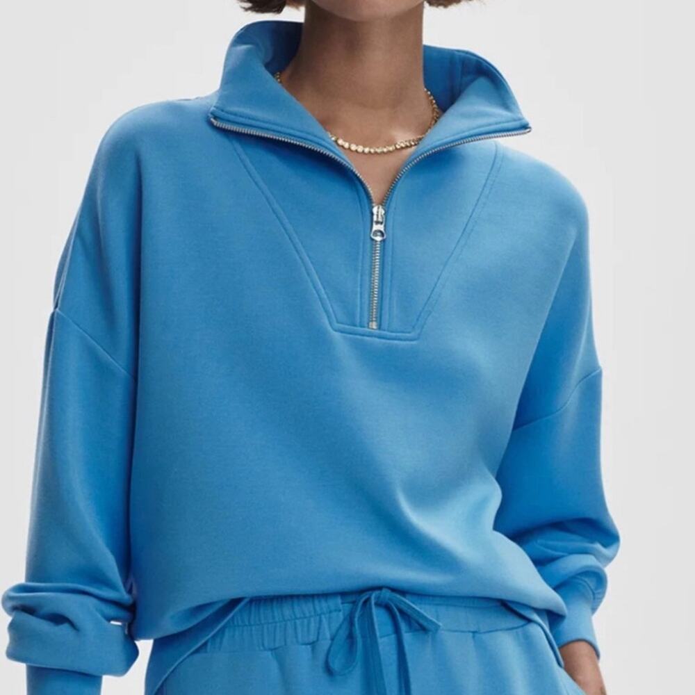 NWT Varley Hawley 1/2 Zip sweatshirt Plus SIZE 3X Azure Blue Sweat Shirt Top